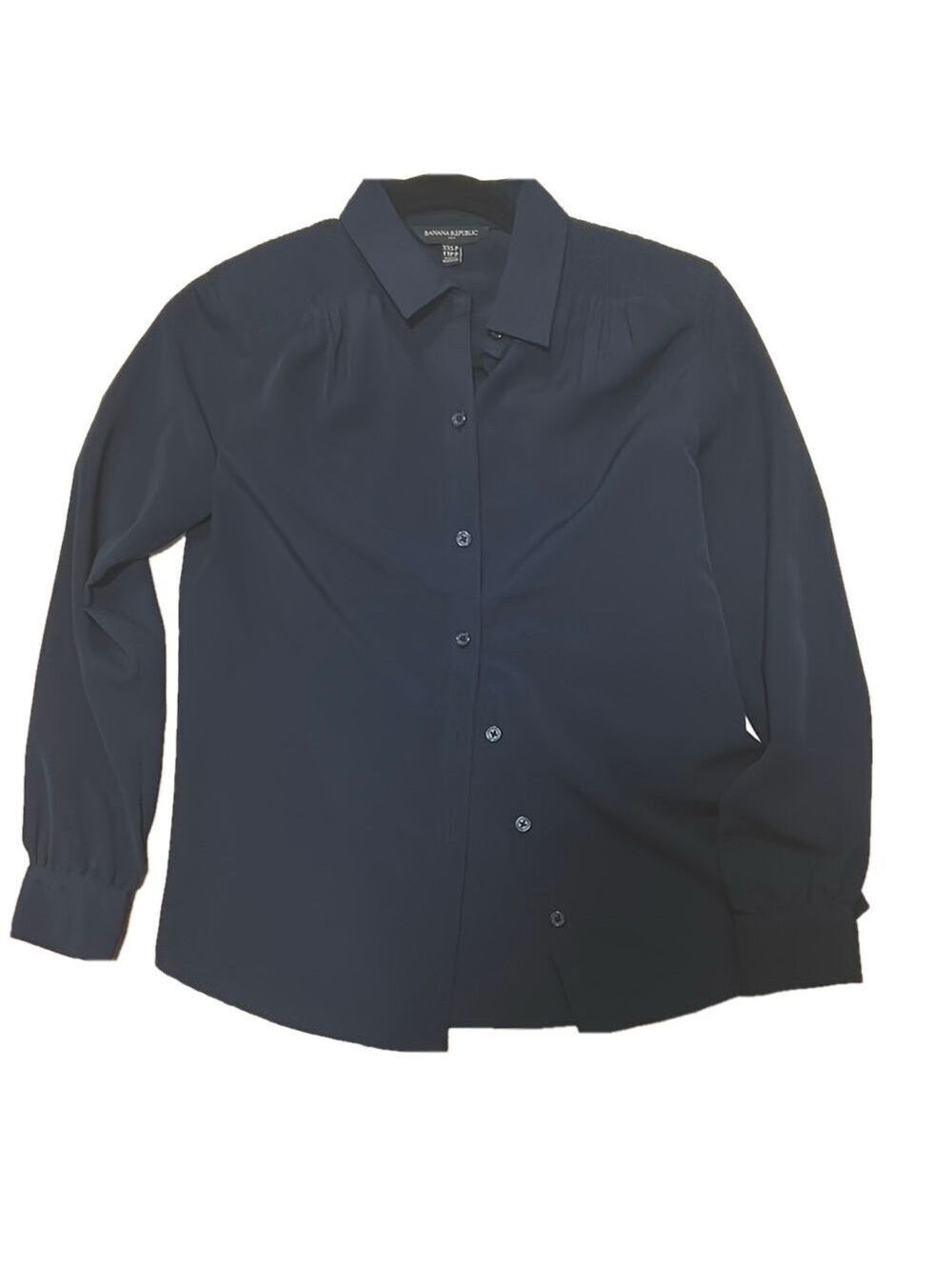 Banana Republic Navy Blue Button-Up Blouse